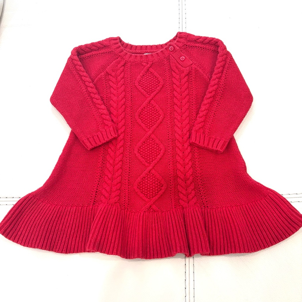 GAP Toddler Girl CableKnit Red Dress 18-24 months